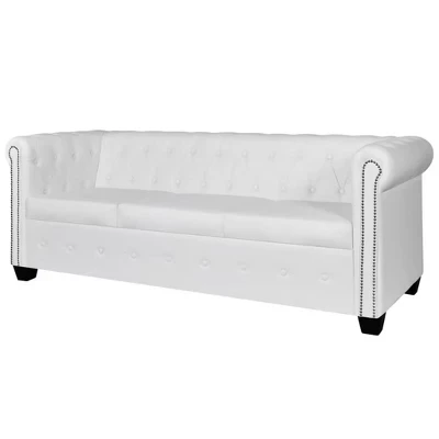 Диван vidaXL Chesterfield 3-местный, экокожа, белый