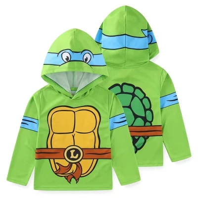 Рубашка с капюшоном и длинными рукавами для больших детей Nickelodeon TMNT Leonardo Boys синего цвета