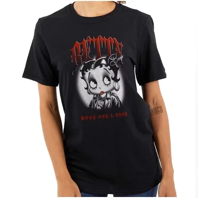 Женские футболки с графическим рисунком Oop a Doop Biker из мультфильма Brisco Brands черного цвета