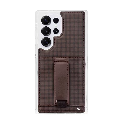 Чехлы Чехол для телефона Samsung S24 Ultra с бумажником и ремешком для пальцев cafe gingham