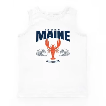 Maine Fresh Lobster Waves - Молодежная майка белого цвета
