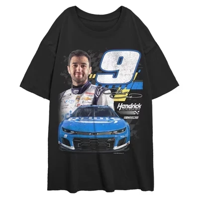 Юниорская женская футболка Chase Elliott Racing Car 9 Фото черная
