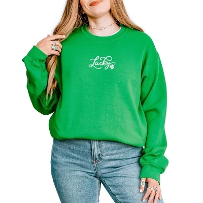 Женская толстовка с графическим принтом Grass, украшенная блестками Lucky Clover Glitter