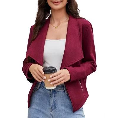 Женская куртка Yesfashion из экозамши, бордовая