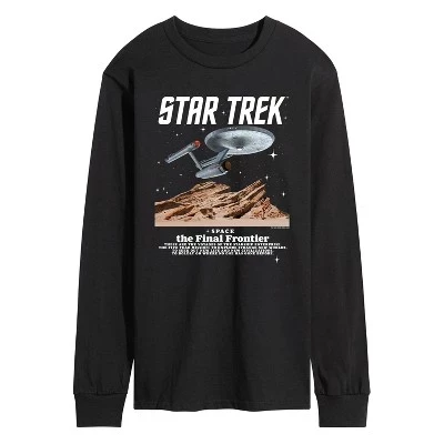 Мужская футболка с длинным рукавом Space The Final Frontier с графическим рисунком, черная