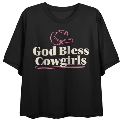 God Bless Cowgirls Женский спортивный топ из вереска с круглым вырезом и коротким рукавом, черный