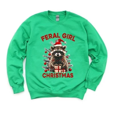 Женская толстовка с рисунком Feral Girl Christmas grass