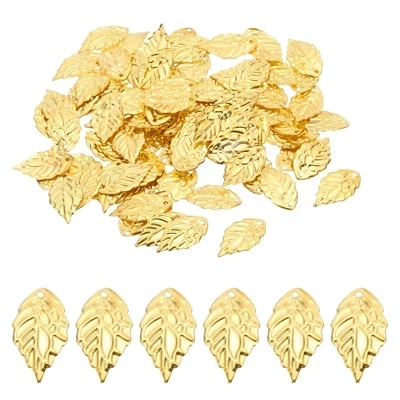 Подвески Unique Bargains листики 100 шт., золотистые
