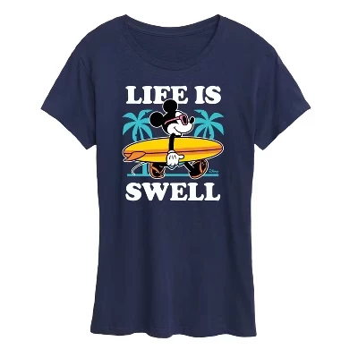 Женская футболка Life Is Swell с коротким рукавом и графическим рисунком синего цвета