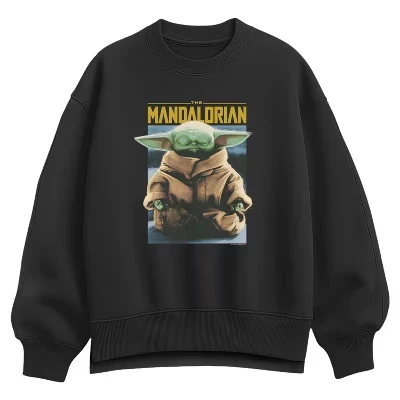 Women's -  - Meditate Child Oversized Fleece Crew Sweatshirt black