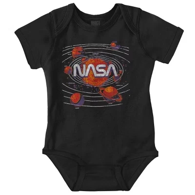 Винтажный детский комбинезон NASA Space Solar System для мальчиков или девочек лицензионного черного цвета