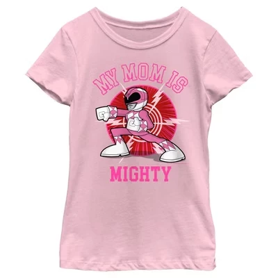 Детская футболка Power Rangers «My Mom Is Mighty», розовая