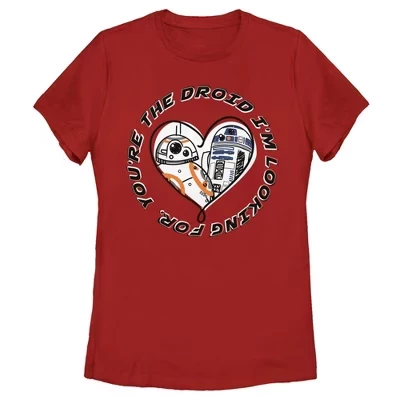 Women's  R2-D2 and BB-8 You're the Droid I'm Looking For T-Shirt red