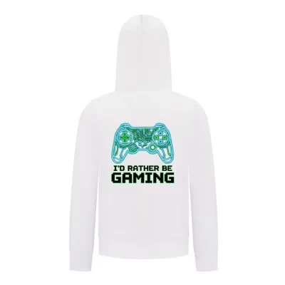 Толстовка на молнии с надписью “I'd Rather Be Gaming” – Крутая толстовка с игровым контроллером белого цвета