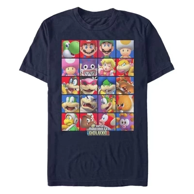 Мужская футболка Super Mario Bros. U Deluxe Character Squares, синяя