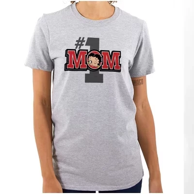 Женская футболка с рисунком Betty Boop Number 1 Mom Mother's Day лицензионного красного цвета