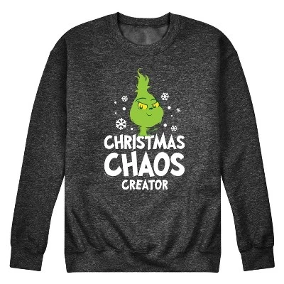 Мужская флисовая толстовка Little Grinch Christmas Chaos Creator с графическим рисунком heather charcoal