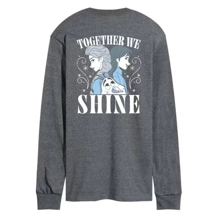Мужская футболка Frozen Together We Shine с длинным рукавом, меланжевая графитовая