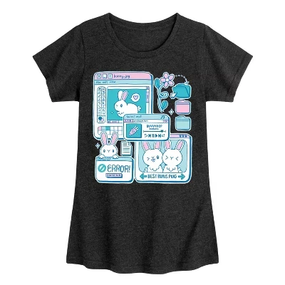 Приталенная футболка с коротким рукавом и графическим рисунком Kawaii Bunny Computer Window Tabs