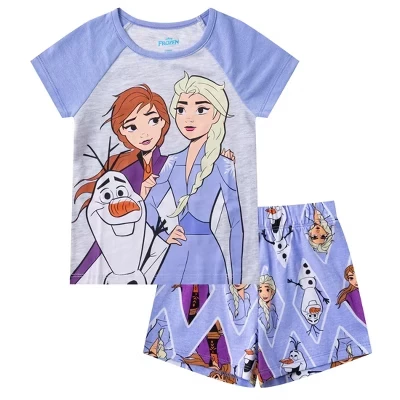 Футболка и шорты для девочек Disney Эльза, Анна и Олаф для малышей и совсем маленьких деток – Фиолетовый/Серый серый