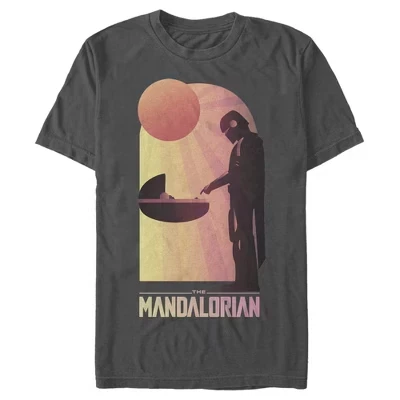 Мужская футболка The Mandalorian The Child and Bounty Hunter Connection, выполненная углем
