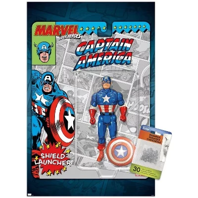 Marvel Toy Vault - Настенный плакат с Капитаном Америкой без рамки печатает набор прозрачных булавок