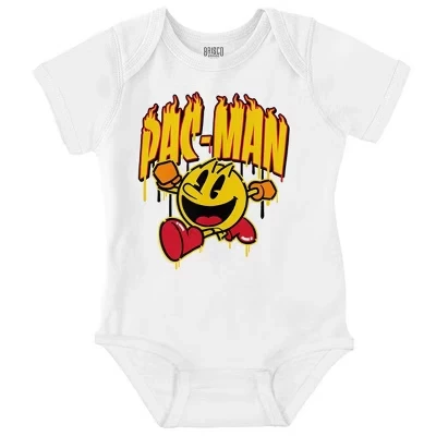 Игровая аркада PACMAN с логотипом Fire Baby Romper для мальчиков или девочек, лицензированный белый