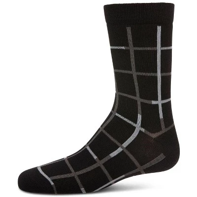 Носки Memoi Boys Windowpane в клетку из плотного хлопка в мелкую клетку, черные