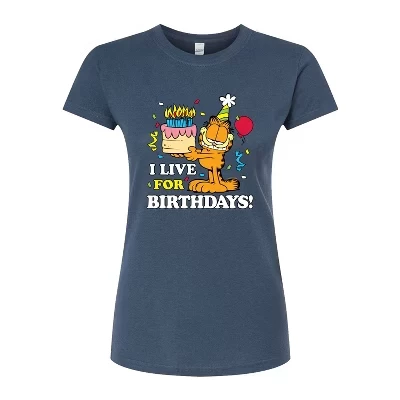 Женская футболка I Live For Birthdays с приталенным рисунком цвета индиго