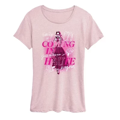 Женская футболка с графическим принтом heather pink от Haute с коротким рукавом в розовом цвете