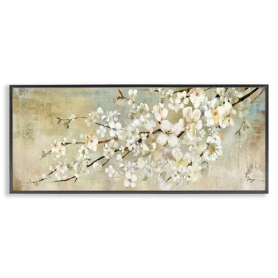 Цветущий цветок Картина на ветке дерева в рамке Giclee Art black