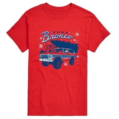 Мужская футболка Bronco Winter Christmas Tree с коротким рукавом и рисунком Рождественской елки, красная