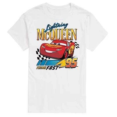 Мужская футболка с коротким рукавом и графическим рисунком Lightning McQueen Think Fast 95, белая