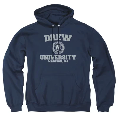 Толстовка с капюшоном для взрослых с официальным логотипом Drew University Circle