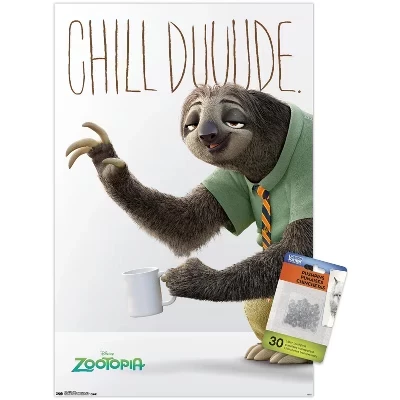 Disney Pixar Zootopia - Флэш-печать настенных плакатов без рамки с прозрачными кнопками в комплекте