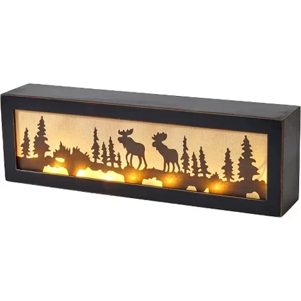 Декоративная световая панель Lakeside Woodland Scene Moose, коричневая