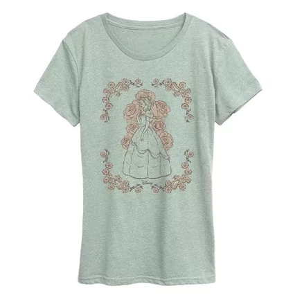 Женская футболка с коротким рукавом и рисунком Belle Roses heather sea foam
