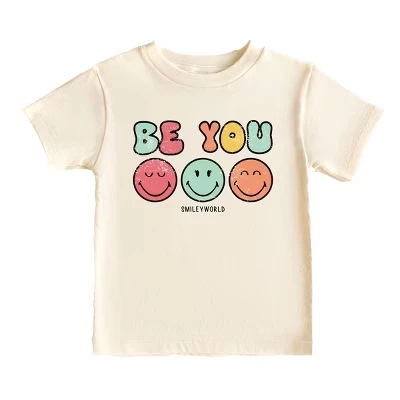Кремовая футболка SmileyWorld Be You Groovy для малышей с коротким рукавом