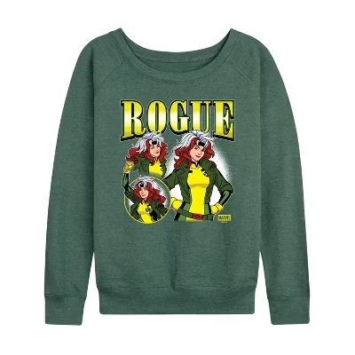 Женская рубашка Rogue Bootleg из легкой французской махровой ткани с широким вырезом и длинным рукавом с графическим рисунком heather juniper