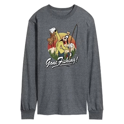 Мужская футболка Goofy Gone Fishing с длинным рукавом и графическим рисунком heather charcoal