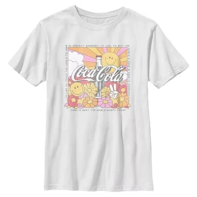 Футболка с логотипом Coca Cola Unity Square для мальчиков белая