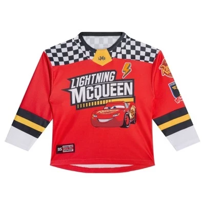 Футболка с длинным рукавом из сетчатого хоккейного трикотажа Cars Lightning McQueen от маленького ребенка до большого ребенка многоцветная