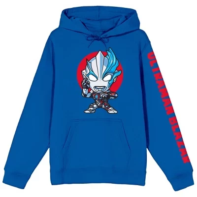 Толстовка Chibi Hero с длинным рукавом королевского синего цвета для взрослых с капюшоном синего цвета