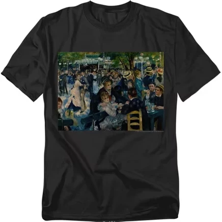 Мужская футболка Pierre Auguste Renoir Dance at Le Moulin de la Galette черного цвета