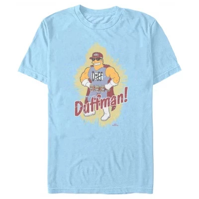 Мужская футболка с портретом Даффмана в стиле Distressed Duffman светло-голубого цвета