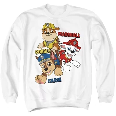 Мужская толстовка с круглым вырезом Paw Patrol Marshall Rubble Chase Jumping белого цвета