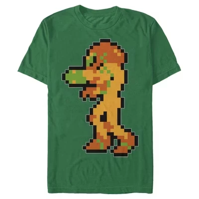 Мужская футболка Metroid Pixelated Samus зеленого цвета