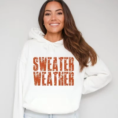 Свитер Weather Block Distressed - женская толстовка с капюшоном с графическим рисунком белого цвета