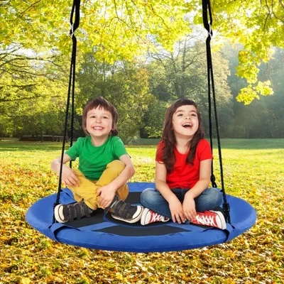 Детский подвесной стул-качели Gymax Kids 2-в-1 Съемный Подвесной домик-палатка с качелями-блюдцами размером 40 см ± Регулируемые качели-палатки Розовый / Оранжевый / Зеленый / Синий синий