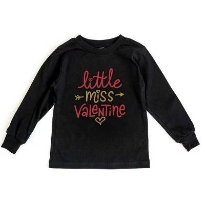 Молодежная футболка Little Miss Valentine с длинным рукавом черного цвета